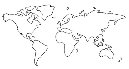 Line drawing of world map
