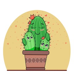 cute cactus family illustration