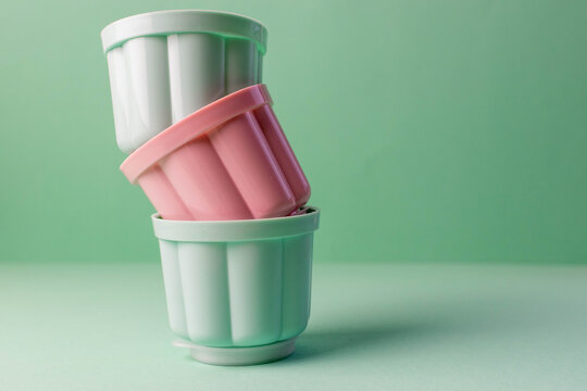 Pink And Green Retro Blancmange Or Jelly Moulds