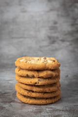 Cookies stacked with a neutral colored background