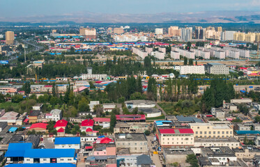 Fototapeta na wymiar Aerial view of Yining, Xinjiang Province, China