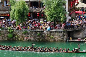 Dragon Boat Race on Wuyang River during Duanwu Festival, Zhenyuan, Guizhou Province, China