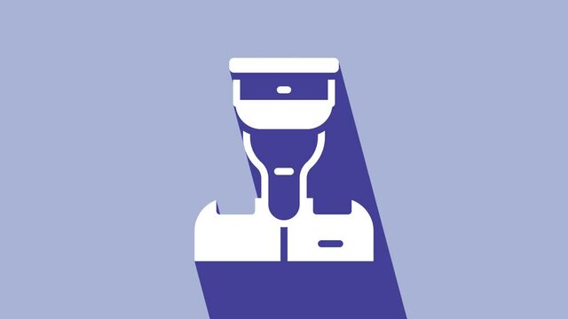 White Train conductor icon isolated on purple background. 4K Video motion graphic animation