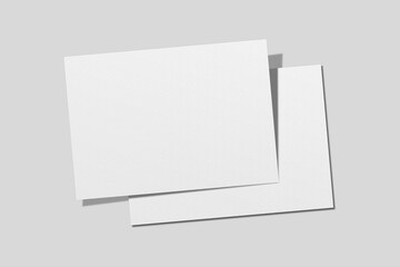 Realistic blank A4 landscape flyer brochure for mockup. Paper or poster illustration. 3D Render.