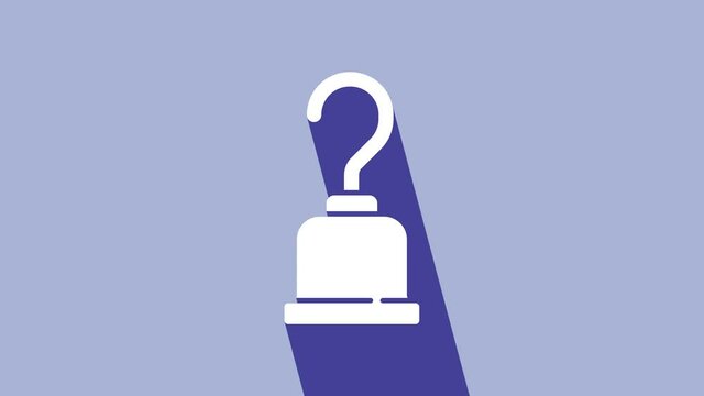 White Pirate hook icon isolated on purple background. 4K Video motion graphic animation