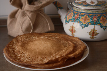 traditional food pancakes for the Maslenitsa holiday. Food photography