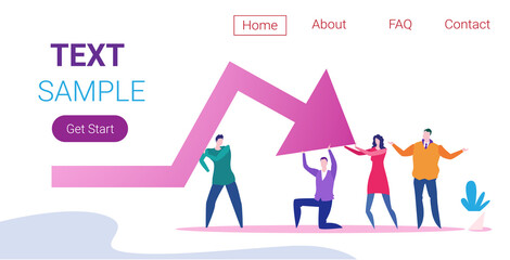 businesspeople team frustrated about economic arrow falling down financial crisis bankrupt investment risk concept business people holding red chart moving downward full length horizontal copy space