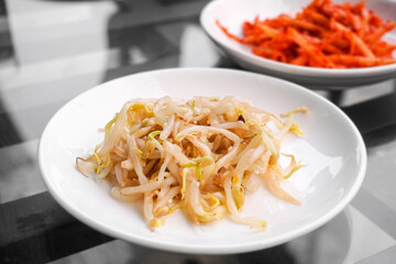 Korean side dish, seasoned beansprout or Kongnamul Muchim