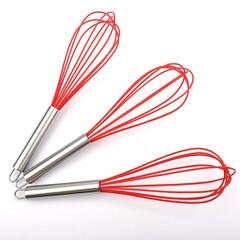 Stainless Steel with red silicone fouet Wire Whisks Cooking, Blending, Whisking, Beating, Stirring...