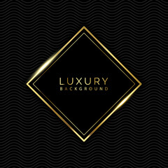Abstract modern luxury black lined background vector dark layers with shadow and curved golden strip