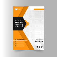 geometric modern shape yellow-black color annual corporate  report cover template