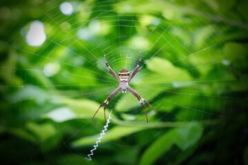 A close up shot of a St Andrew's Cross Spider on it's web, Queensland, Australia.