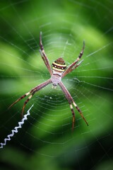 A close up shot of a St Andrew's Cross Spider on it's web, Queensland, Australia.