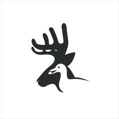 illustration of deer and duck, vector art.
