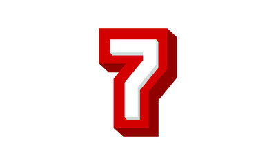 3D Number 7 Red Modern Cool Logo