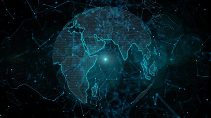 Abstract technology  world map line connect background.