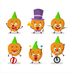 Cartoon character of Lulo fruit with various circus shows