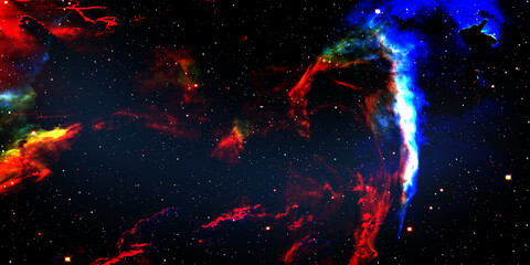 Space nebula cloud with sunlight galaxy background. astronomy cloud fractal dust with cloud...