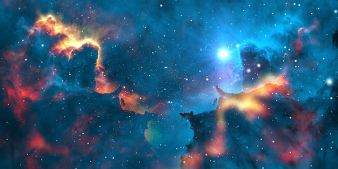 Space nebula cloud with sunlight galaxy background. astronomy cloud fractal dust with cloud background © AVADA
