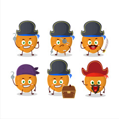 Cartoon character of lulo fruit with various pirates emoticons