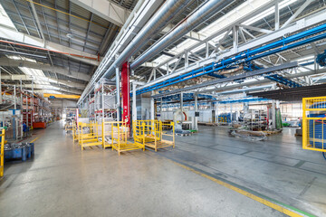 Industrial interior. Workshop equipped with conveyors.