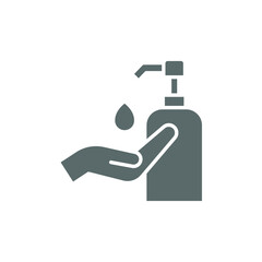 Hand sanitizer icon, solid style. Washing hand with sanitizer liquid soap. Vector illustration. Design on white background. EPS 10