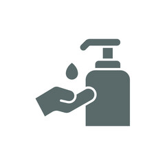 Hand sanitizer icon, solid style. Washing hand with sanitizer liquid soap. Vector illustration. Design on white background. EPS 10
