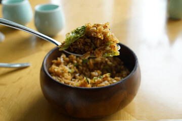 Delicious mushroom and pine nut rice