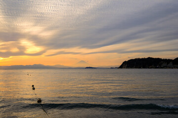 Obraz premium 神奈川県逗子海岸の夕焼け
