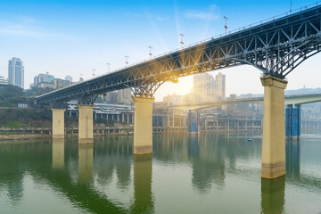 Yangtze River Bridge and Chongqing City Scenery