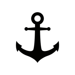 Black anchor logo isolated, design template vector icon illustration.