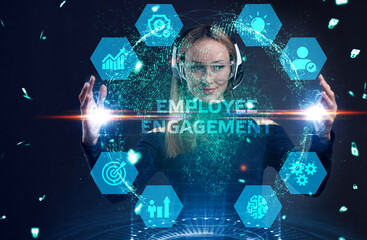 Business, Technology, Internet and network concept. Young businessman working on a virtual screen...
