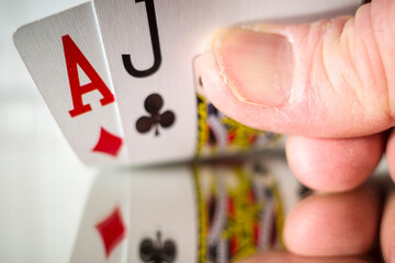A winning hand in a game of cards.
