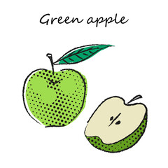 フルーツのイラスト　青りんご