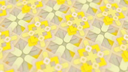 Foto op Canvas 3d Seamless Abstract Geometric Pattern in Shades of Pastel and Bright Yellow Color © Noo-Studio