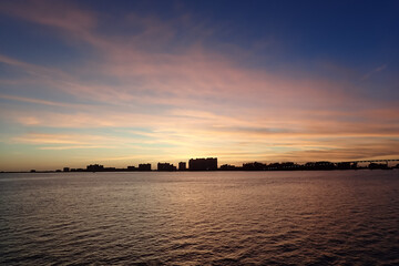 Naklejka premium Cityscape of Clearwater Florida at sunset