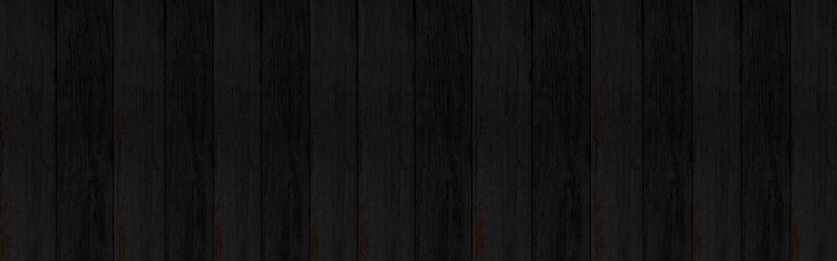Fototapeta premium Panorama of Wood plank black timber texture and seamless background