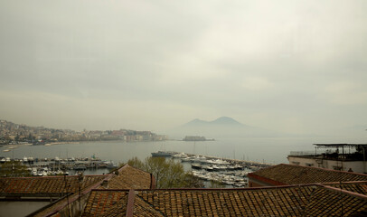 View of Mount Vesuvius from Naples. Italy