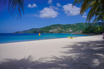 Beautiful tropical landscape beach sea and blue sky in Patong Beach,Phuket, Thailand . High quality photo