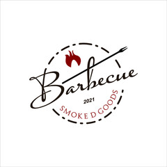 Barbecue Logo Typography Simple Badge. Food Emblem and Stamp Template Ideas