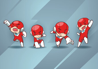 Red super hero mascot character action pose