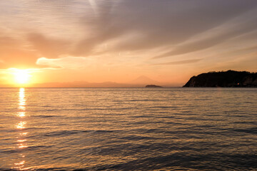 神奈川県逗子海岸の夕焼け