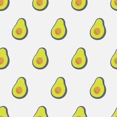 Avocado fruit seamless pattern background. Wallpaper hand drawn vector illustration.
