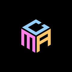Hexagon logo. CMA letter vector design