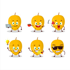 Canistel cartoon character with various types of business emoticons