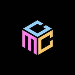 Hexagon logo. CMC letter vector design