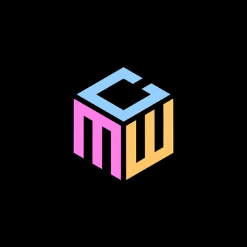 Hexagon logo. CMW letter vector design