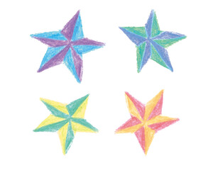 Obraz premium 色鉛筆タッチの手書き星イラスト Handwritten star illustration with colored pencil touch