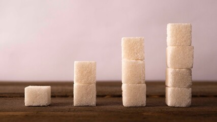 Reduce Sugar Concept. Sugar Cubes In Declining Chart