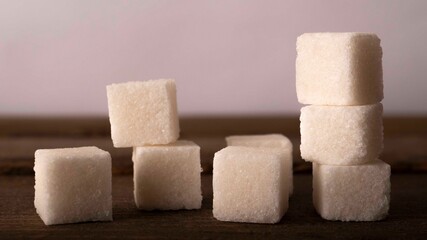 Reduce Sugar Concept. Sugar Cubes In Declining Chart